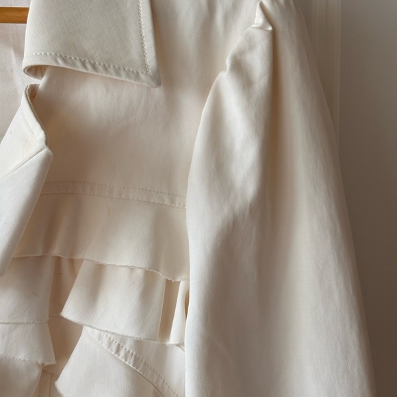 Bebe Cream Ruffle Trench Coat - Picture 6 of 15